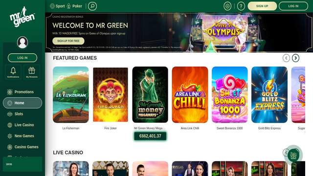 Mr Green - utlandska casino screenshot